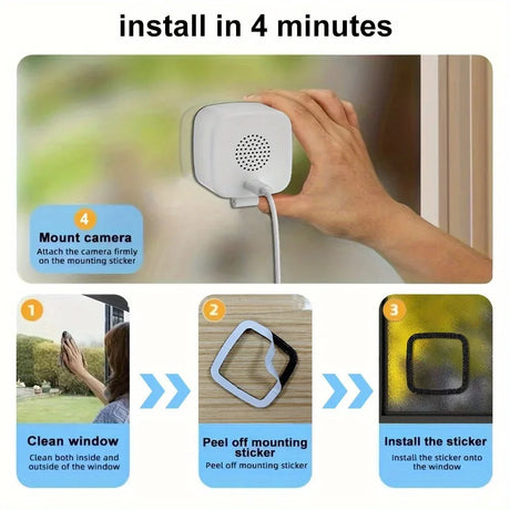 AzureGuard 1080P WiFi Window Camera - Full Color Night Vision Plus Two Way Audio