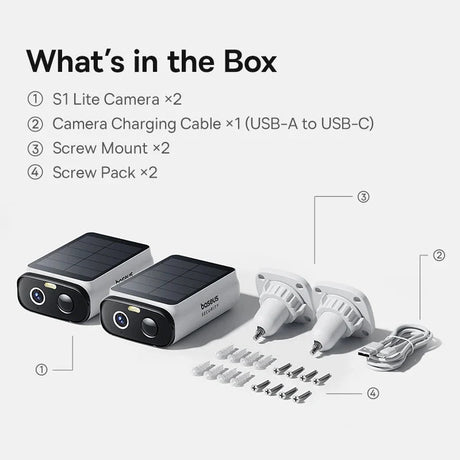 Baseus S1 Lite Solar Security Cameras - 2K FHD Wireless Outdoor With 135 Deg FOV