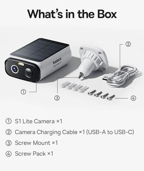 Baseus S1 Lite Solar Security Cameras - 2K FHD Wireless Outdoor With 135 Deg FOV