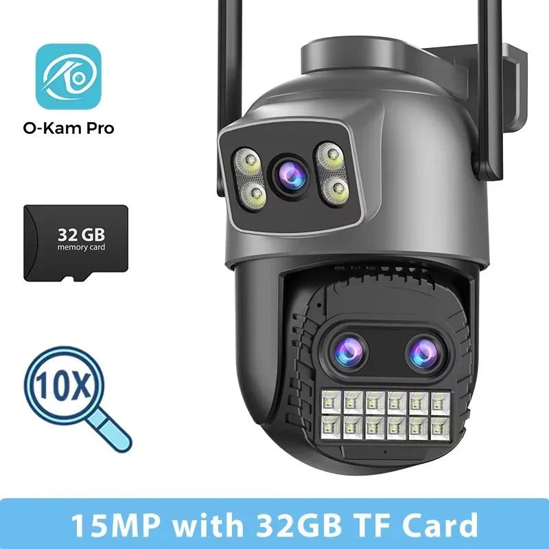 BESDER O Kam Pro 15MP Outdoor WiFi Dual Screen CCTV Camera With 10X Digital Zoom