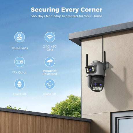 BESDER O Kam Pro 15MP Outdoor WiFi Dual Screen CCTV Camera With 10X Digital Zoom