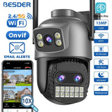 BESDER O Kam Pro 15MP Outdoor WiFi Dual Screen CCTV Camera With 10X Digital Zoom