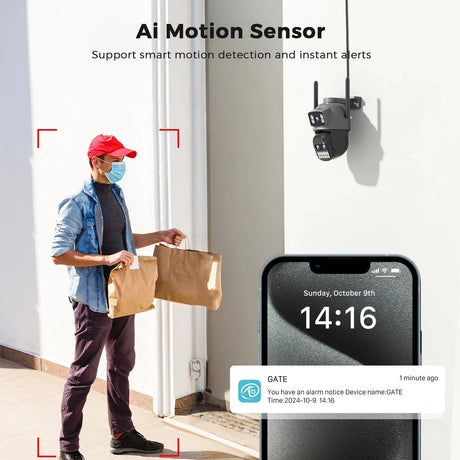 BESDER O Kam Pro 15MP Outdoor WiFi Dual Screen CCTV Camera With 10X Digital Zoom
