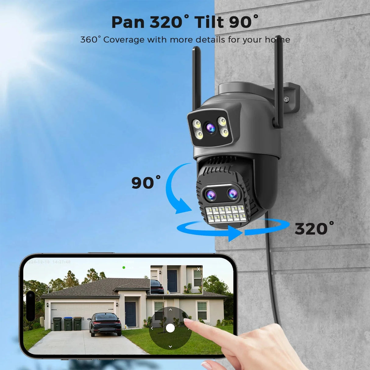 BESDER O Kam Pro 15MP Outdoor WiFi Dual Screen CCTV Camera With 10X Digital Zoom