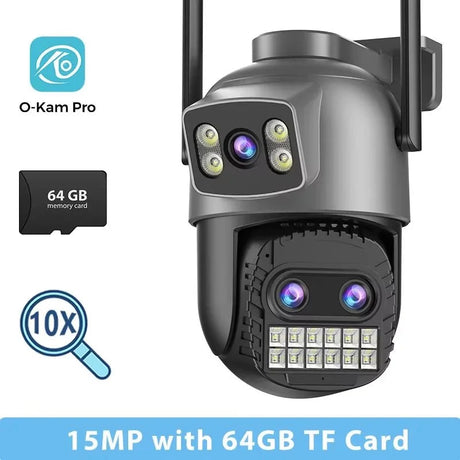 BESDER O Kam Pro 15MP Outdoor WiFi Dual Screen CCTV Camera With 10X Digital Zoom
