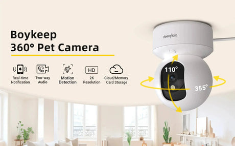 BoyKeep 2K Smart WiFi Security Camera 360 PTZ Night Vision Two Way Audio