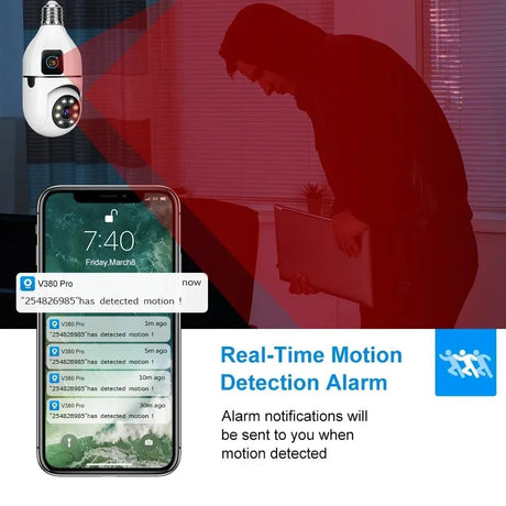 BrightGuard 8MP E27 Bulb WiFi Camera Dual Lens - Color Night Vision And Tracking