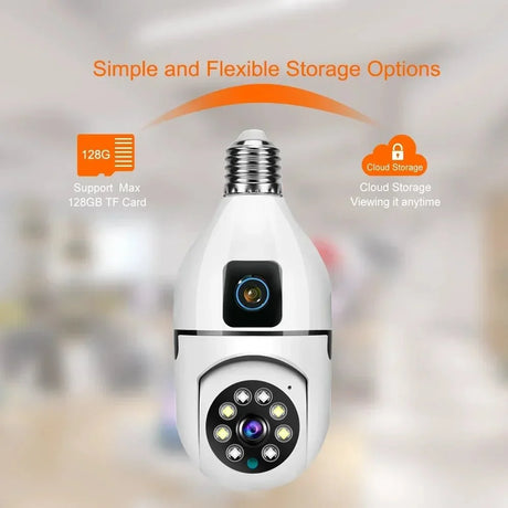 BrightGuard 8MP E27 Bulb WiFi Camera Dual Lens - Color Night Vision And Tracking