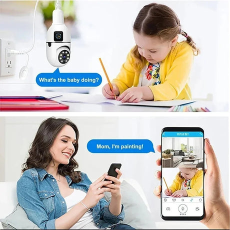 BrightGuard 8MP E27 Bulb WiFi Camera Dual Lens - Color Night Vision And Tracking