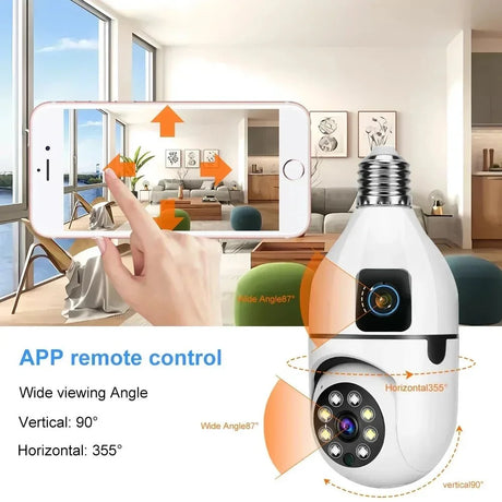 BrightGuard 8MP E27 Bulb WiFi Camera Dual Lens - Color Night Vision And Tracking