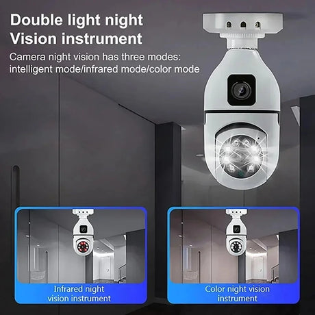 BrightGuard 8MP E27 Bulb WiFi Camera Dual Lens - Color Night Vision And Tracking