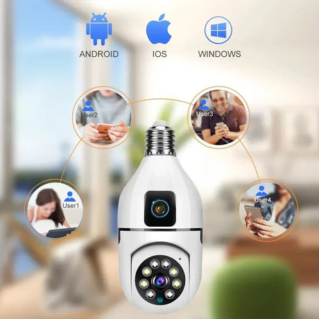 BrightGuard 8MP E27 Bulb WiFi Camera Dual Lens - Color Night Vision And Tracking