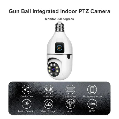 BrightGuard 8MP E27 Bulb WiFi Camera Dual Lens - Color Night Vision And Tracking