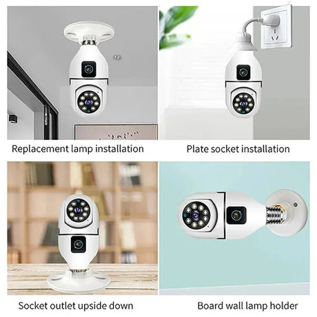 BrightGuard 8MP E27 Bulb WiFi Camera Dual Lens - Color Night Vision And Tracking
