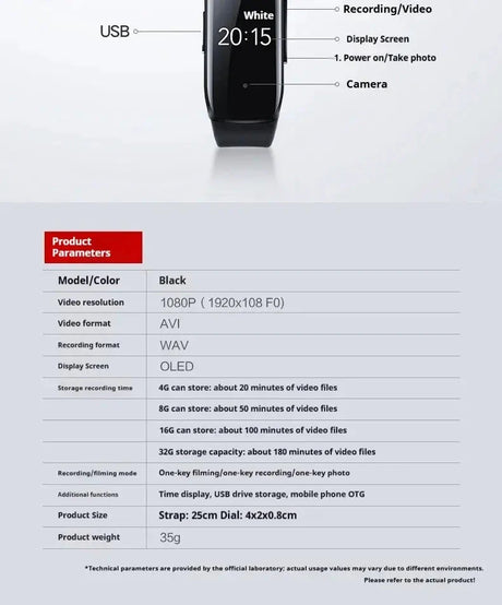 Discreet 1080P Mini Camera Watch Bracelet DVR For Secret Video Recording