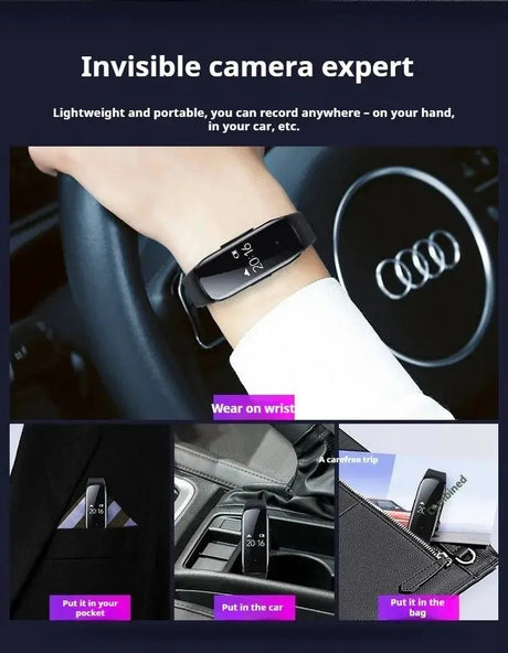 Discreet 1080P Mini Camera Watch Bracelet DVR For Secret Video Recording