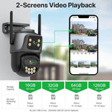 DUREVIN Dual - Lens 4K 8MP HD Outdoor WiFi PTZ IP Camera - Auto Tracking Security