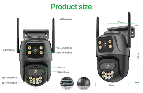 DUREVIN Dual - Lens 4K 8MP HD Outdoor WiFi PTZ IP Camera - Auto Tracking Security