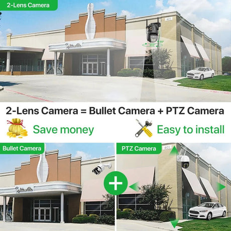 DUREVIN Dual - Lens 4K 8MP HD Outdoor WiFi PTZ IP Camera - Auto Tracking Security