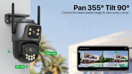 DUREVIN Dual - Lens 4K 8MP HD Outdoor WiFi PTZ IP Camera - Auto Tracking Security