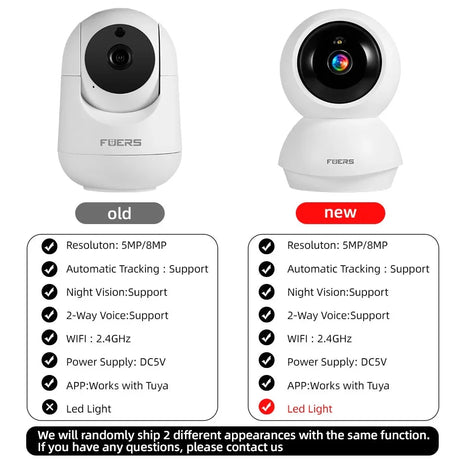 Fuers 5MP WiFi Cameras Tuya Compatible AI Detection Indoor Security Baby Monitor