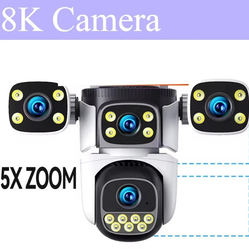 GuardPro FourLens Outdoor WiFi6 Security Cam - 20MP 10X Zoom Auto Tracking Pro X