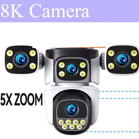 GuardPro FourLens Outdoor WiFi6 Security Cam - 20MP 10X Zoom Auto Tracking Pro X
