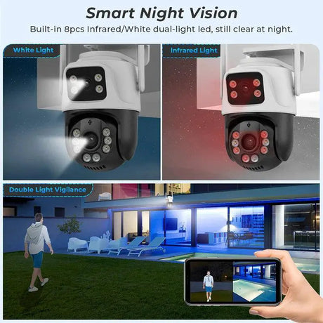High Resolution Dual Lens PTZ Night Vision Security Camera
