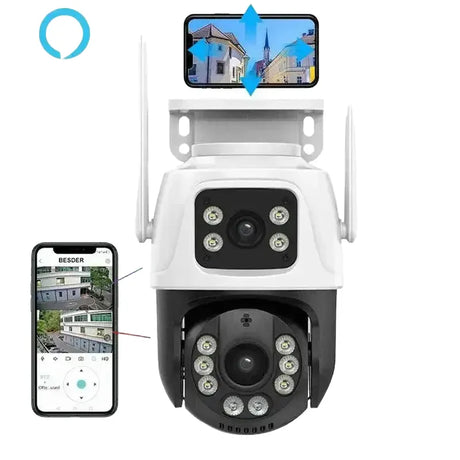 High Resolution Dual Lens PTZ Night Vision Security Camera