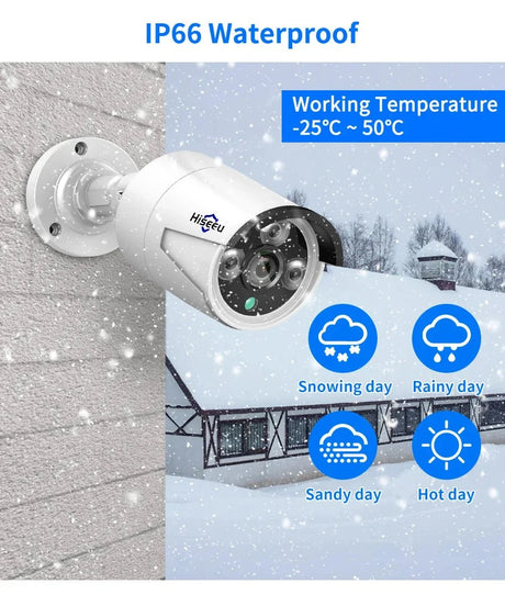 Hiseeu 5MP Audio IP Security Camera Outdoor PoE H265 IP66 Waterproof Cameras - Pro