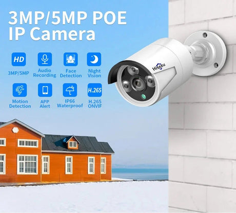 Hiseeu 5MP Audio IP Security Camera Outdoor PoE H265 IP66 Waterproof Cameras - Pro