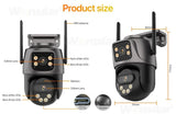 iCsee Three Screen WiFi IP Cameras Outdoor 4K Tri Lens - AI Human Detection Zone