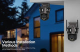 iCsee Three Screen WiFi IP Cameras Outdoor 4K Tri Lens - AI Human Detection Zone