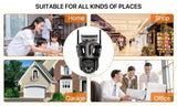 iCsee Three Screen WiFi IP Cameras Outdoor 4K Tri Lens - AI Human Detection Zone