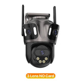 iCsee Three Screen WiFi IP Cameras Outdoor 4K Tri Lens - AI Human Detection Zone