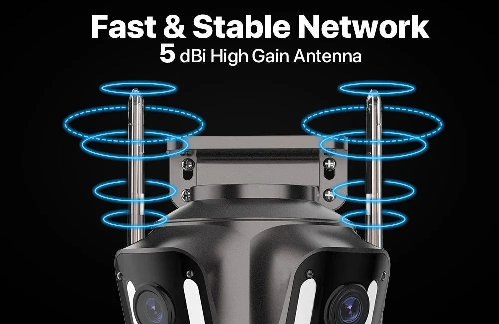 iCsee Three Screen WiFi IP Cameras Outdoor 4K Tri Lens - AI Human Detection Zone