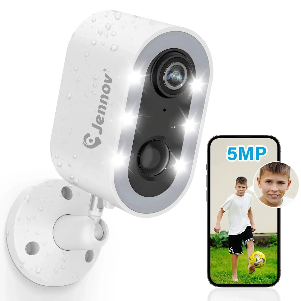 Jennov 5MP Battery Security Camera With Color Night Vision And 2 Way Audio