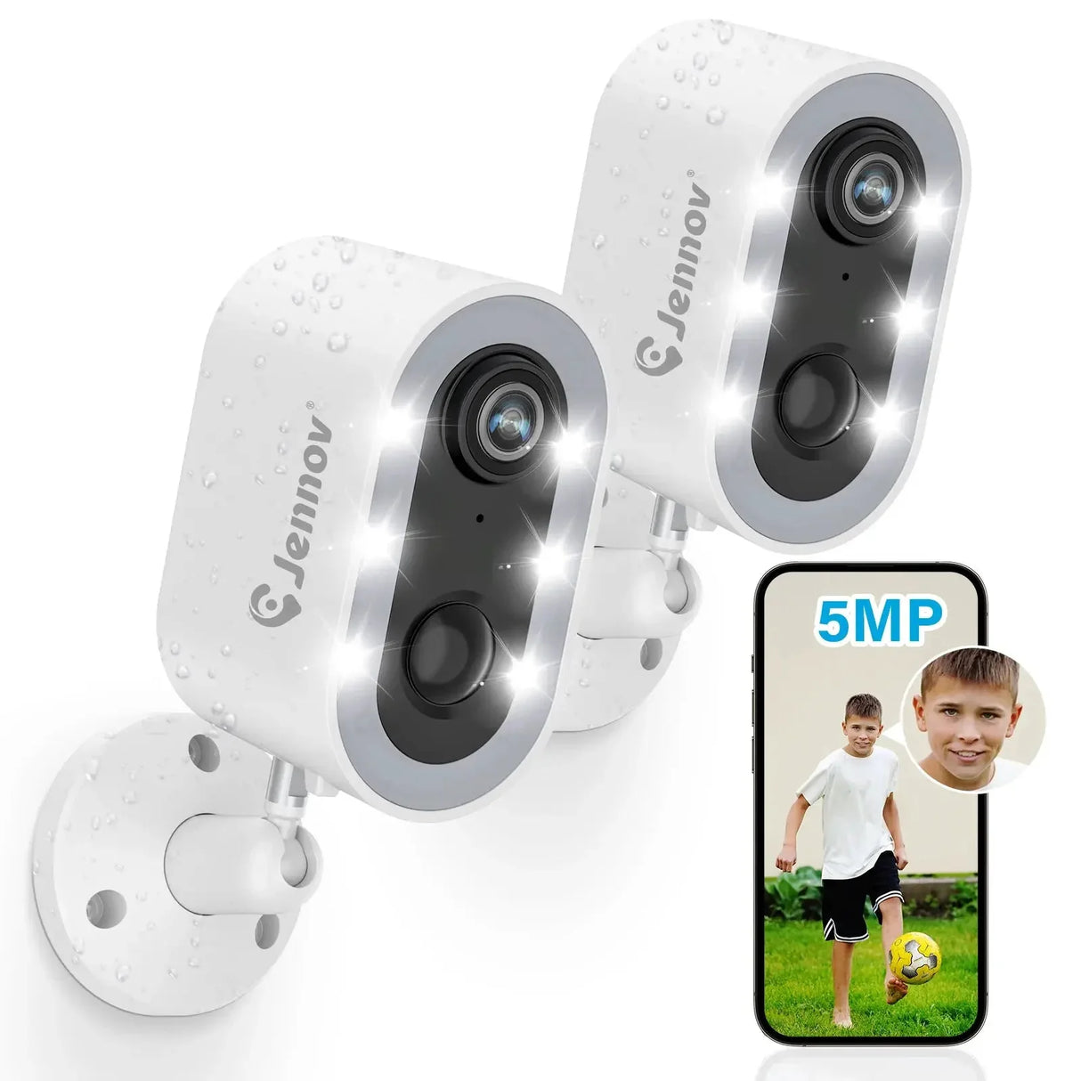 Jennov 5MP Battery Security Camera With Color Night Vision And 2 Way Audio