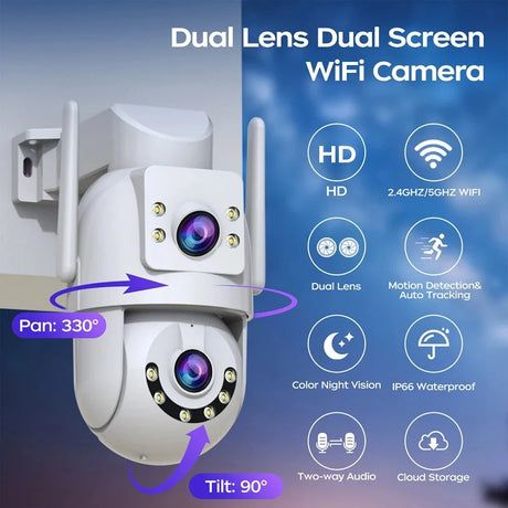 Jooan 4K 8MP Outdoor PTZ Camera - 5G WiFi Dual Lens AI Tracking For Clear Nights