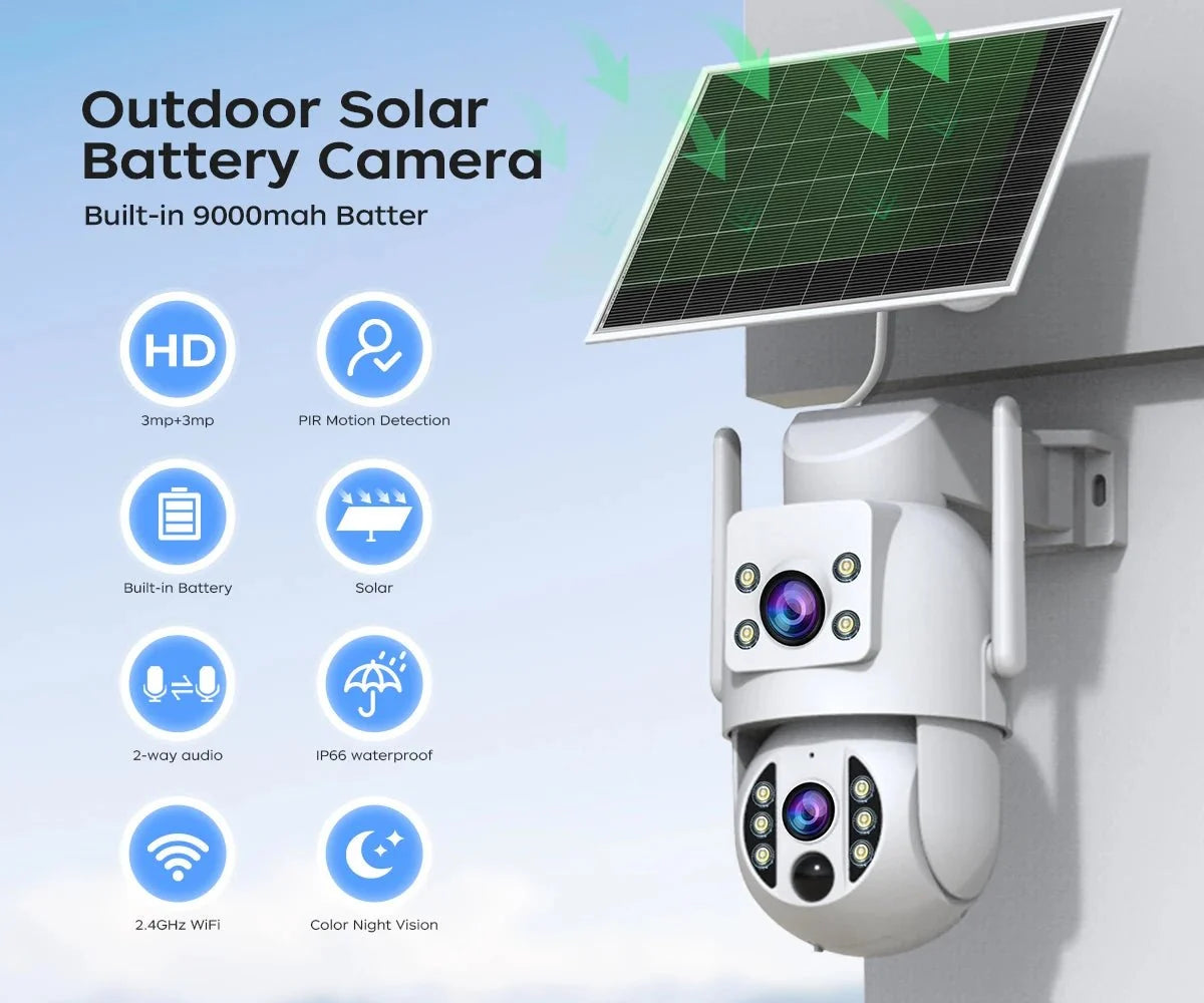 JOOAN 4K Solar Wireless Outdoor Dual Lens Camera - Self Powered Security Systems