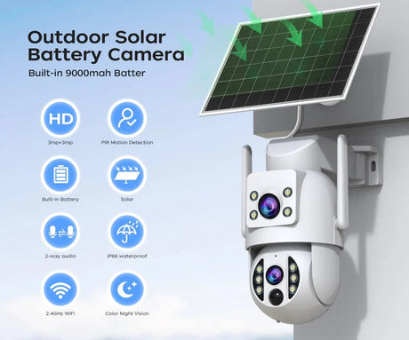 JOOAN 4K Solar Wireless Outdoor Dual Lens Camera - Self Powered Security Systems