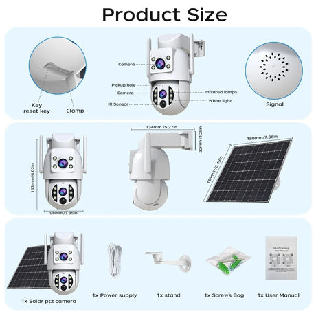 JOOAN 4K Solar Wireless Outdoor Dual Lens Camera - Self Powered Security Systems