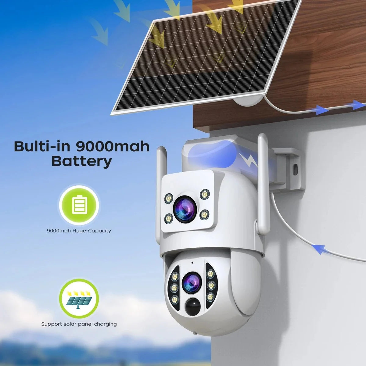 JOOAN 4K Solar Wireless Outdoor Dual Lens Camera - Self Powered Security Systems