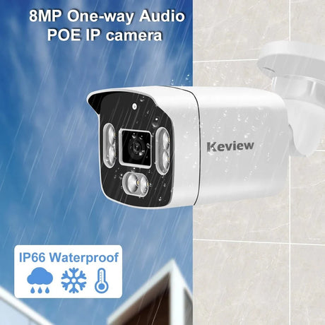Keview 8MP 4K PoE Outdoor IP Camera - Dual Lens BulletCam Surveillance H265 IP66