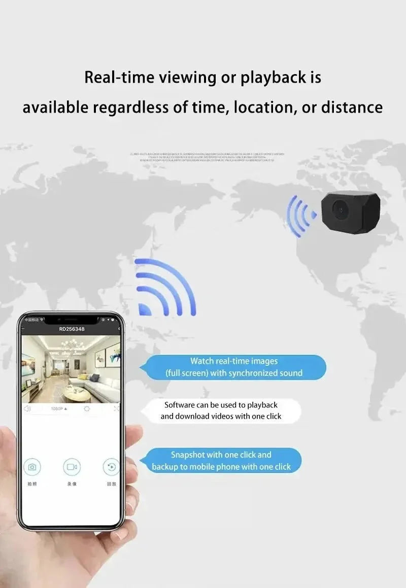 Lenovo 1080P Mini WiFi Camera Remote Monitoring Portable Easy Setup