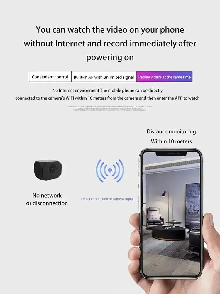 Lenovo 1080P Mini WiFi Camera Remote Monitoring Portable Easy Setup
