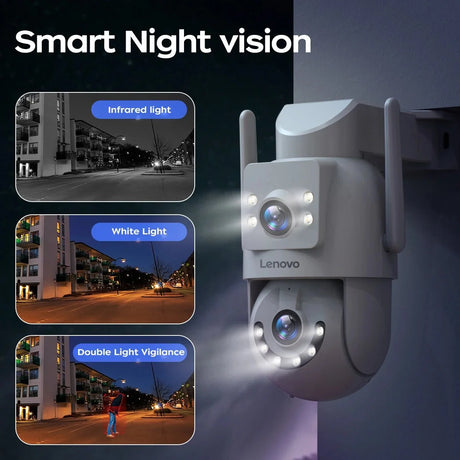 Lenovo 4K Dual Lens Outdoor PTZ WiFi Surveillance Camera - Auto Tracking Security