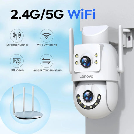 Lenovo 4K Dual Lens Outdoor PTZ WiFi Surveillance Camera - Auto Tracking Security