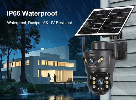 LS Vision 4G WiFi Outdoor Solar Camera - 8MP Dual Lens Night Vision WaterproofCCTV