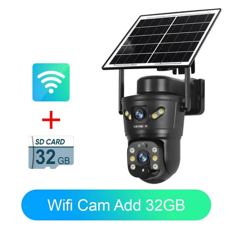 LS Vision 4G WiFi Outdoor Solar Camera - 8MP Dual Lens Night Vision WaterproofCCTV